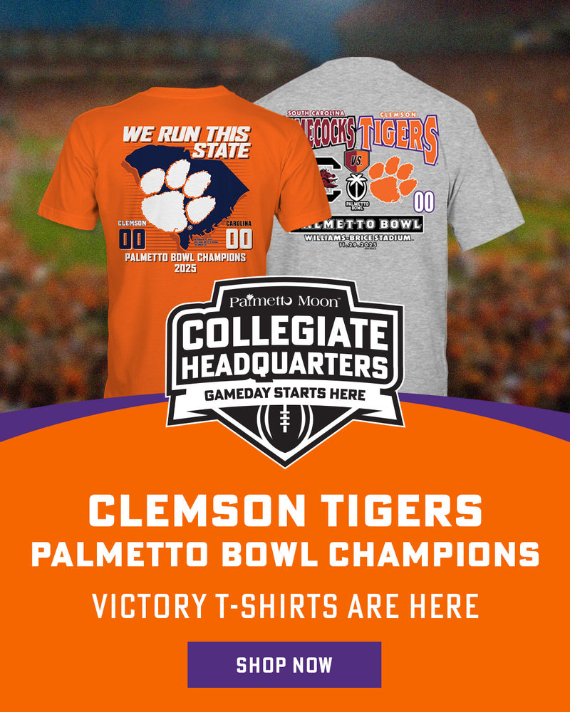Clemson Tigers are the 2025 Palmetto Bowl Champions. Shop Victory T-Shirts now.
