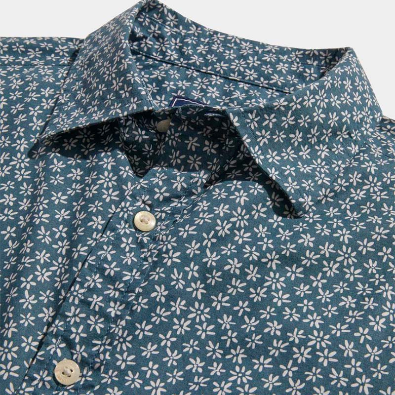 Short Sleeve Floral Micro Button Down Shirt