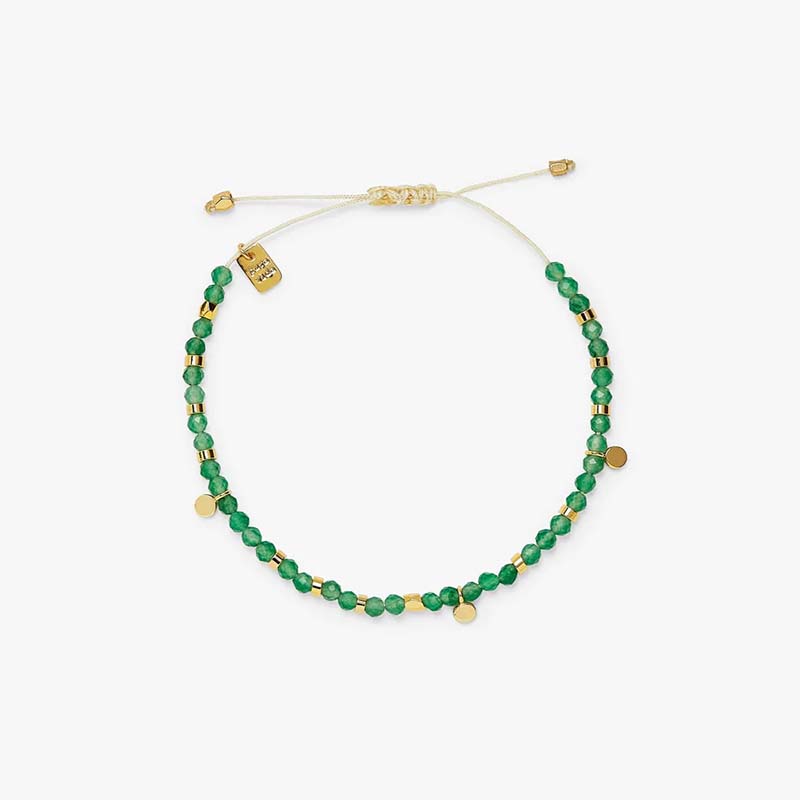 Jade Beaded Gold Charm Bracelet