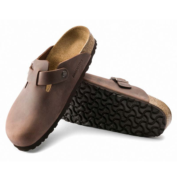 Birkenstock Boston Oiled Leather Slip On Shoes in Habana