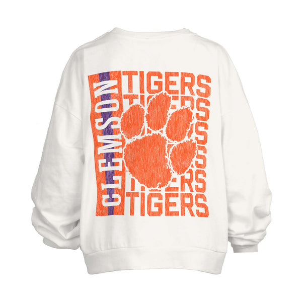 Pressbox Clemson Double Sided Crewneck Sweatshirt | Palmetto Moon
