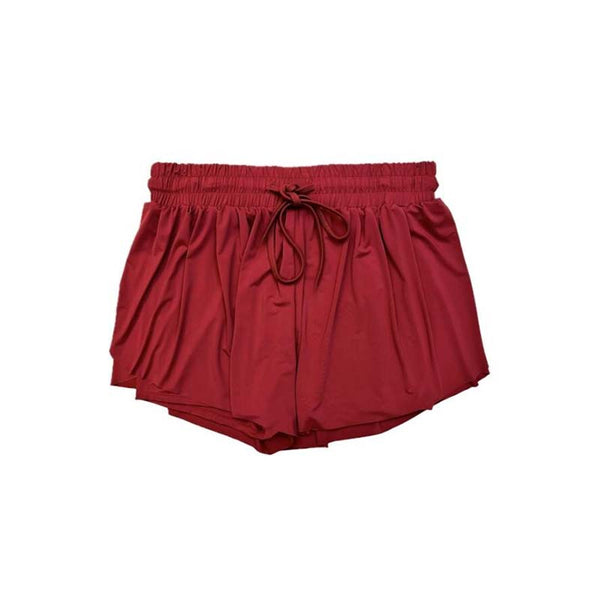 Suzette Collection Youth Collegiate Flyaway Shorts in Burgundy