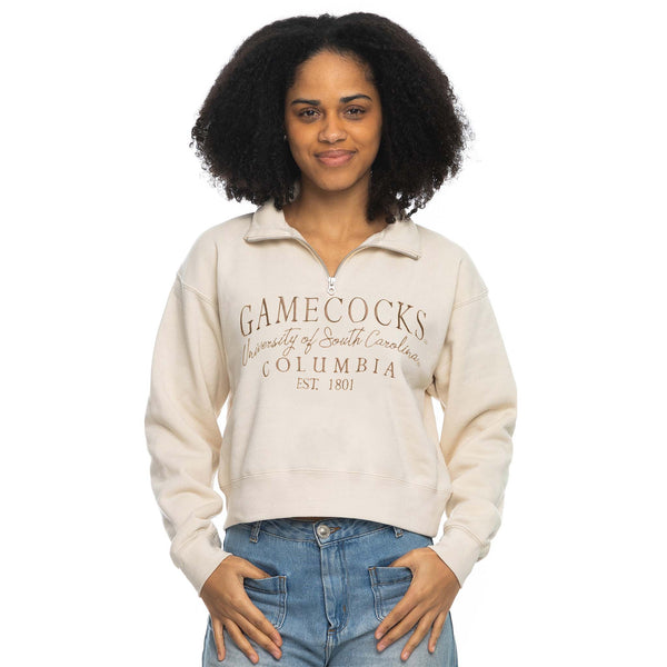 ZooZatz USC Cropped Quarter Zip Pullover Palmetto Moon