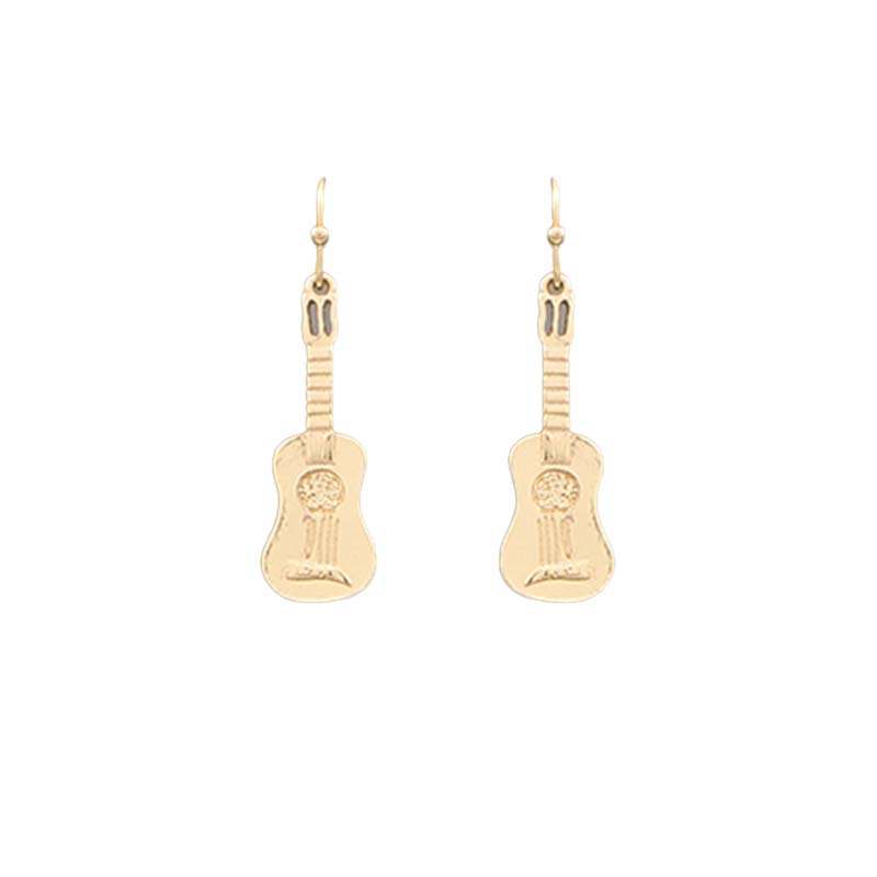 Gold Medium Guitar Earrings