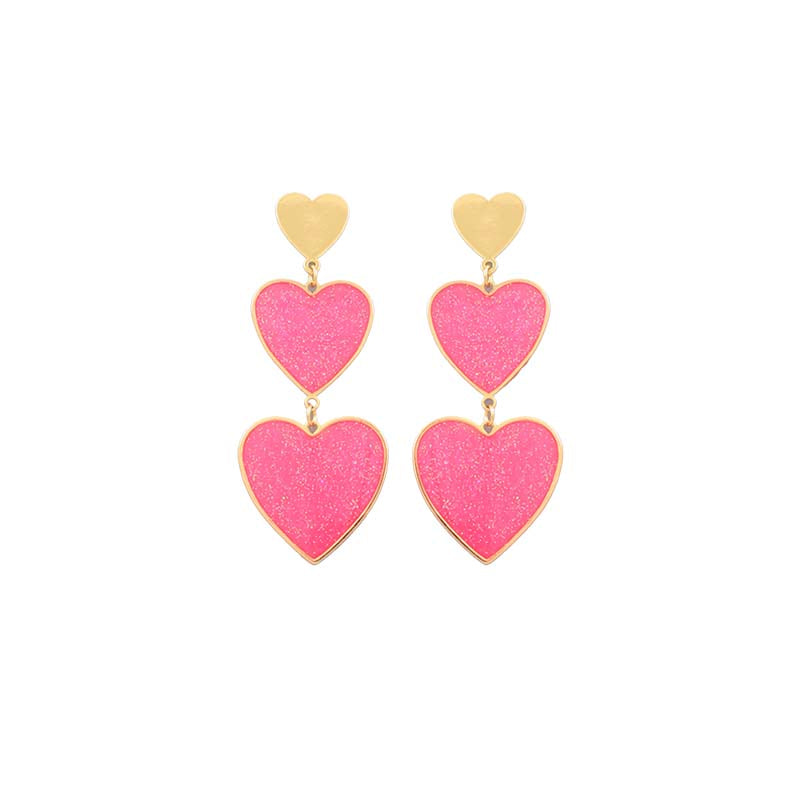 Gold Rim Colored Heart Earrings