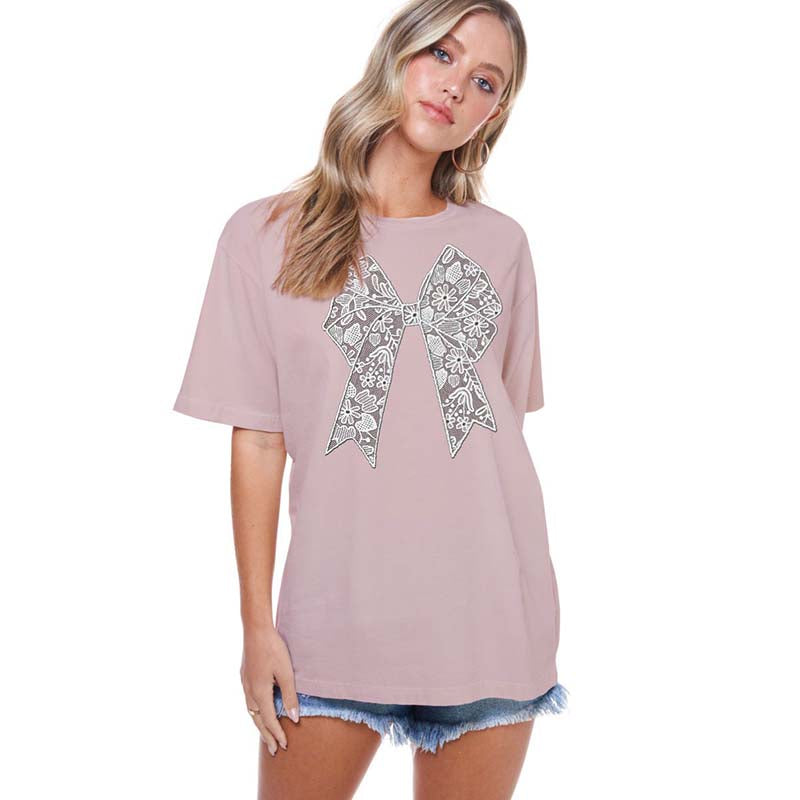 Puff Lace Bow Short Sleeve T-Shirt