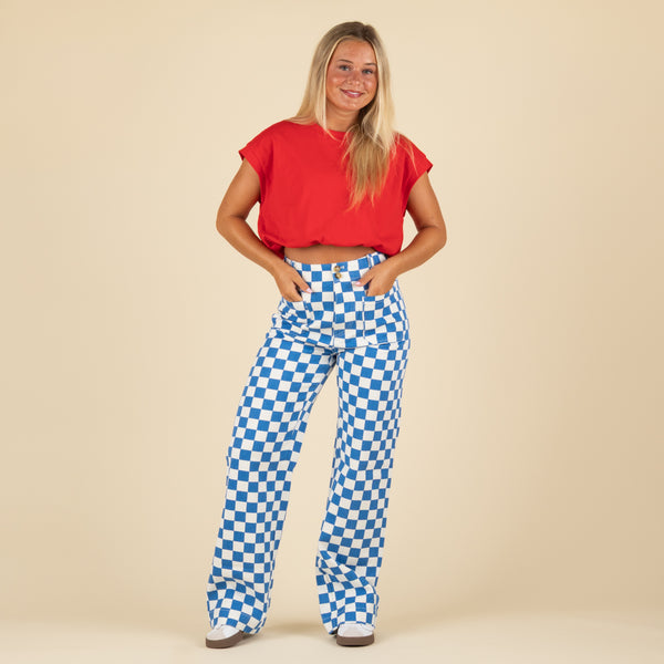 Papermoon Women's Blue Checkered Pants | Palmetto Moon