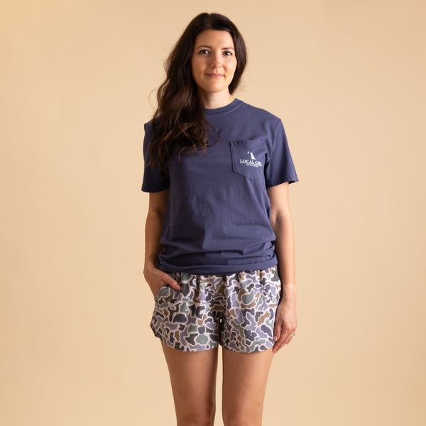 Local Girl High Waisted Volley Shorts in Localflage Bluff