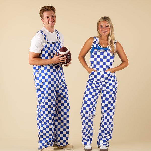 Game Bibs Royal Blue and White Overall Bibs | Palmetto Moon