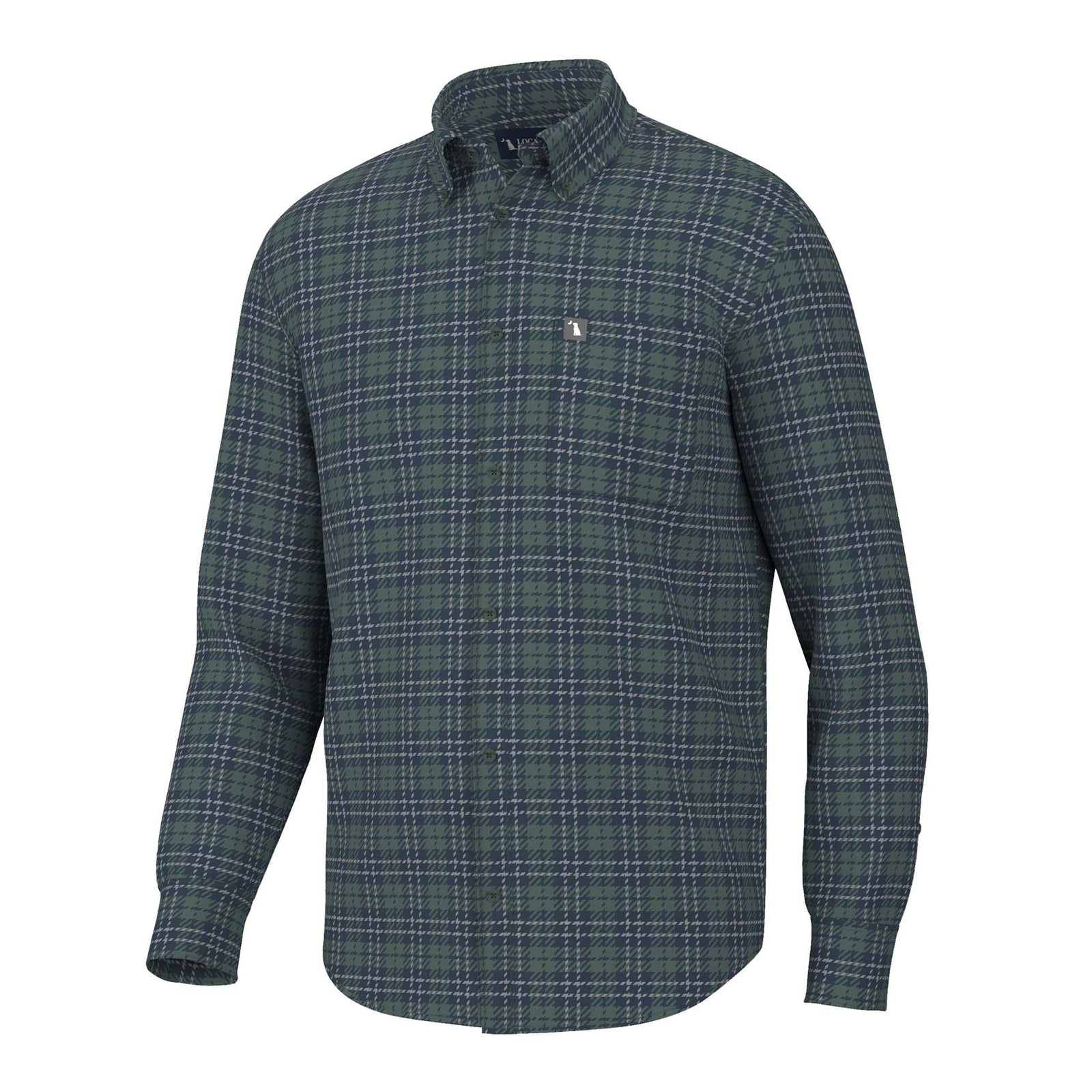 Green plaid shirt on a white background