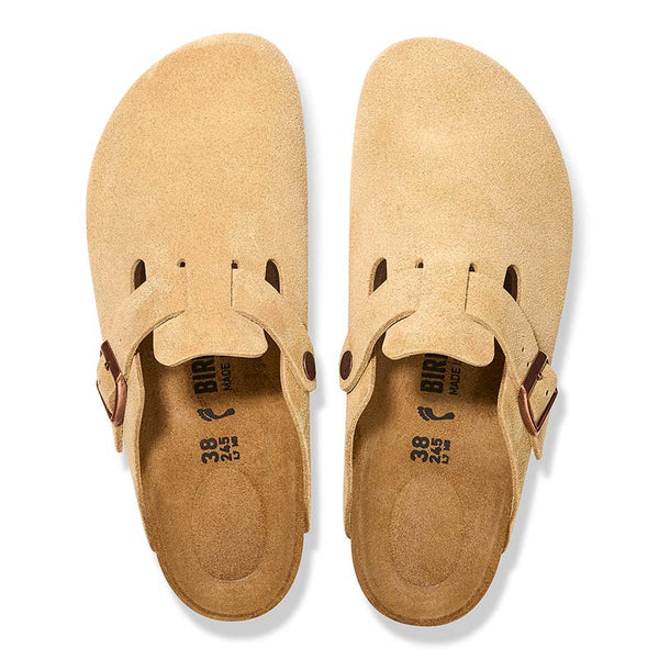 Birkenstock Boston Suede Leather Slip On Shoes in Latte  display picture 3