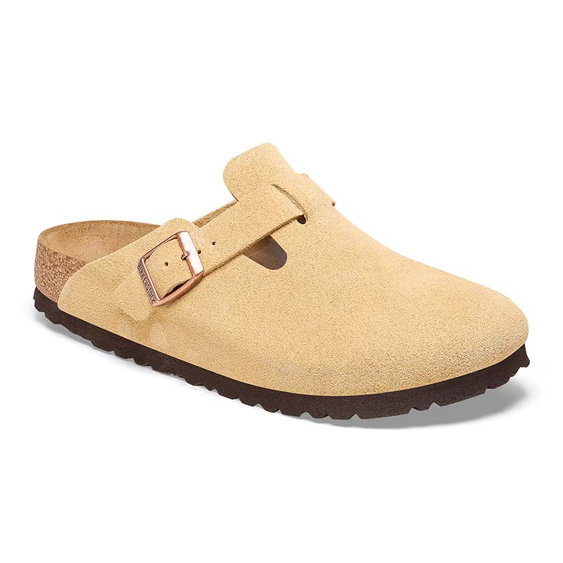 Boston Suede Leather Slip On Shoes in Latte Cream