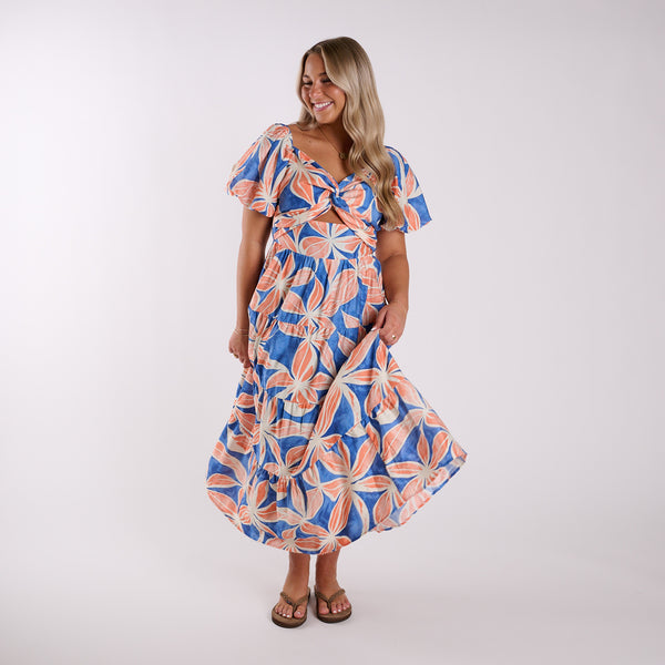 Very J Twist Front Floral Maxi Dress | Palmetto Moon Blue / M Very J Twist Front Floral Maxi Dress | Palmetto Moon Blue / M