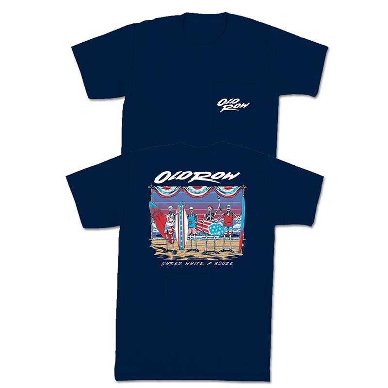 Old Row Shred White And Blue Short Sleeve T-Shirt