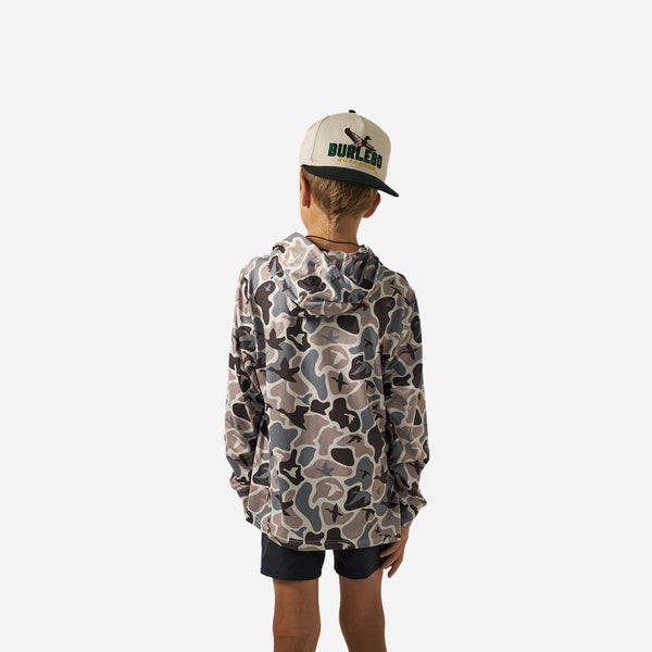 Burlebo Youth Long Sleeve Performance Hoodie in Mallard Mayhem
