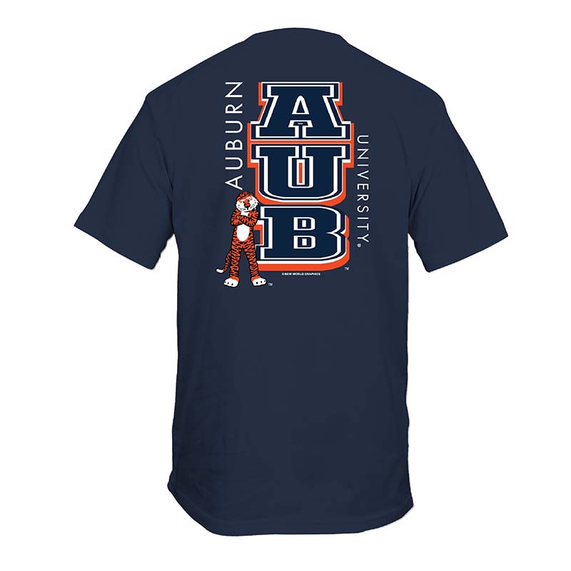 Navy Auburn Retro Vertical Short Sleeve T-Shirt
