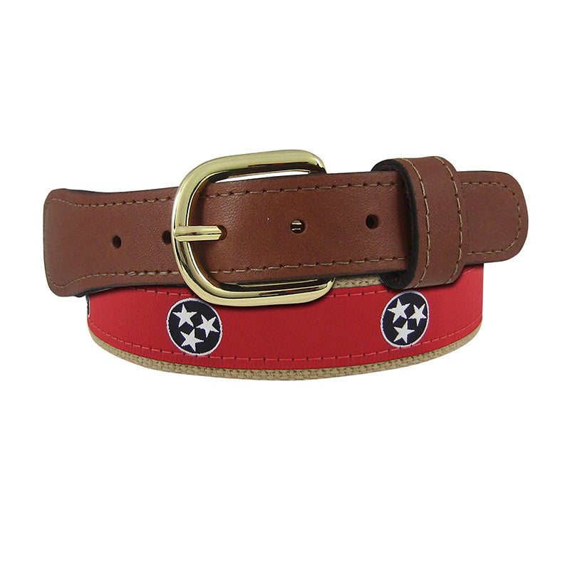 Tennessee Tri-Star Ribbon Belt in Red