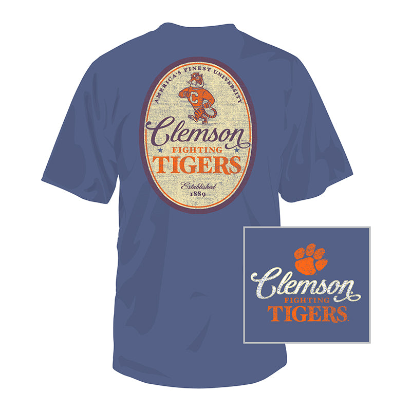 Clemson Fight Label Short Sleeve T-Shirt in blue