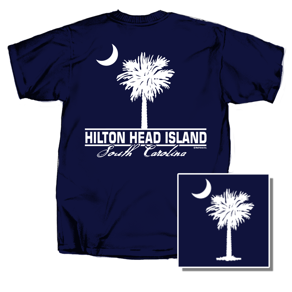 Hilton Head Island Palm Front and Back Short Sleeve T-Shirt