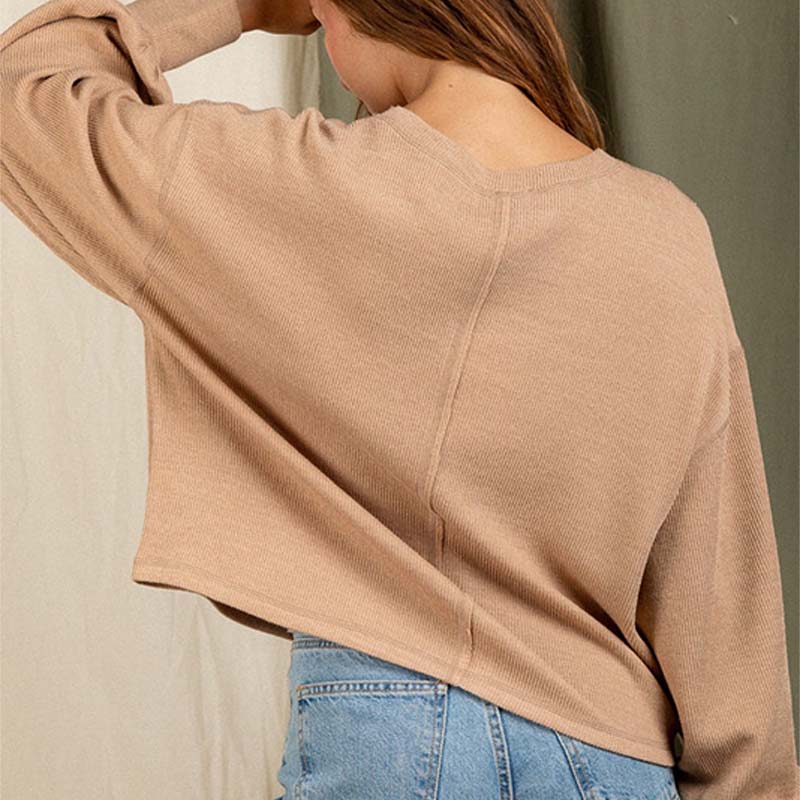 Long Sleeve Pullover Seam Front Top