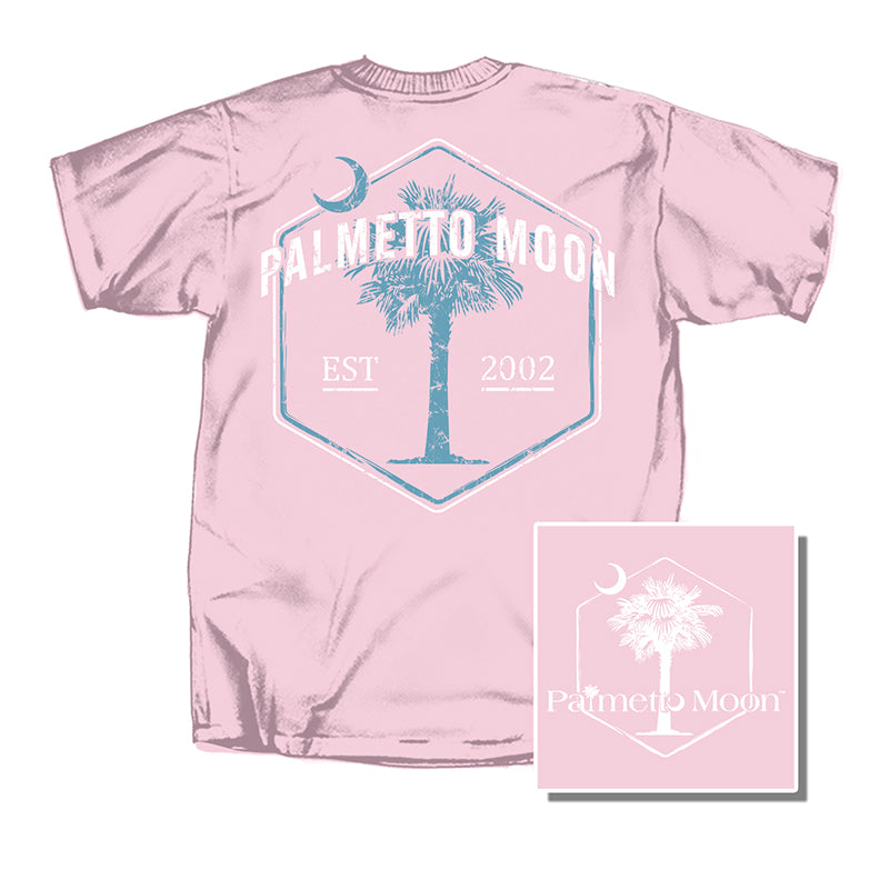 Palmetto Moon Hexagon Palmetto Tree Pink Short Sleeve T-Shirt