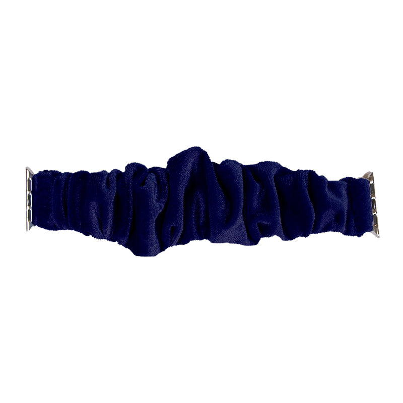 Solid Velvet Scrunchie Apple Watch Band in navy blue