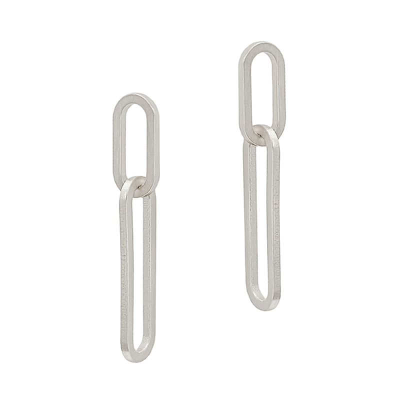 Matte Chain Link Earrings silver