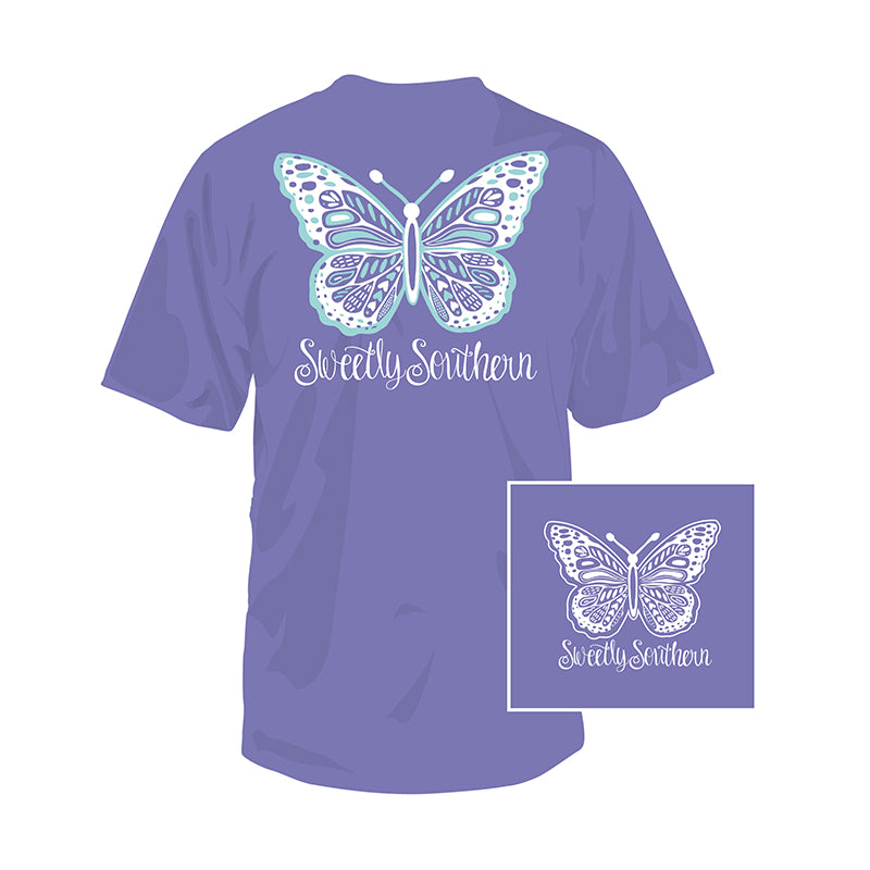 Youth Sweetly Southern Butterfly Short Sleeve T-Shirt purple