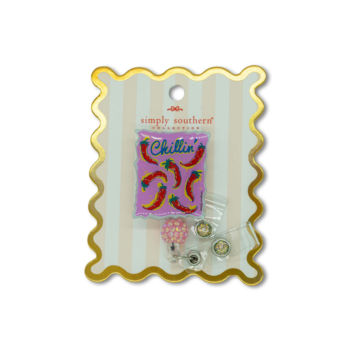 Chillin | Simply southern badge reel with chili pepper design