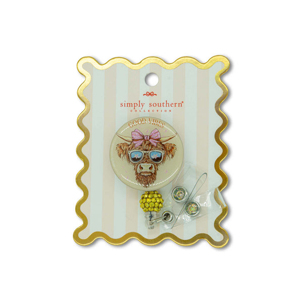  Simply Southern badge reel with cow design
