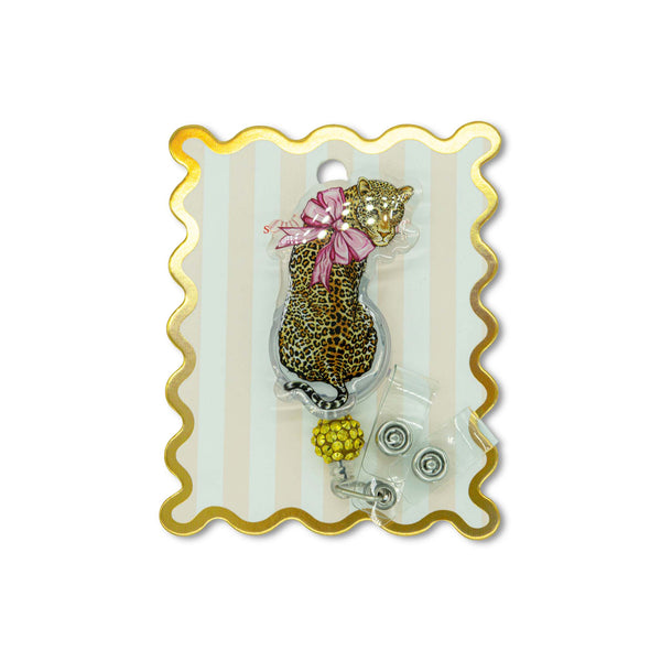  simply southern badge reel with leopard animal design
