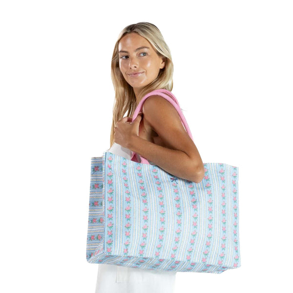 Rose Stripe Oversized Canvas Tote