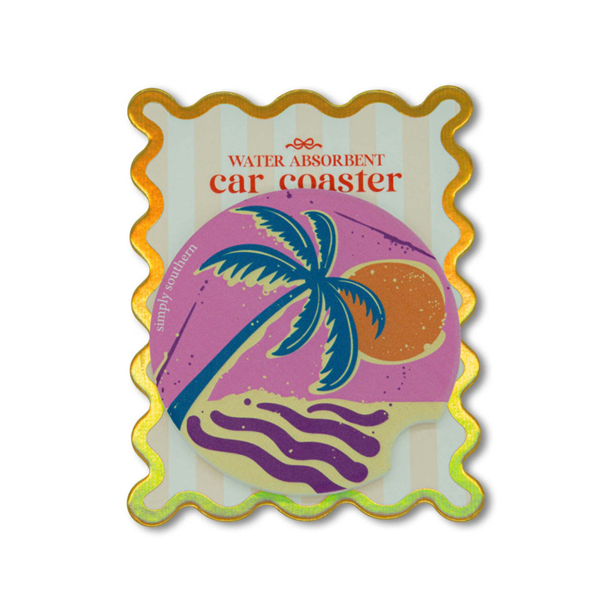 Simply Southern Palm Single Car Coaster in pink blue and purple