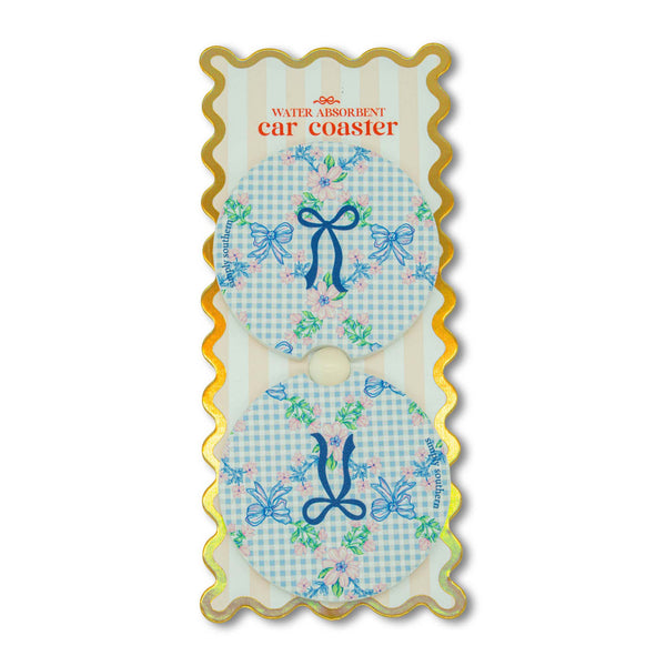 Decorative car coaster with decorative elements on a white background