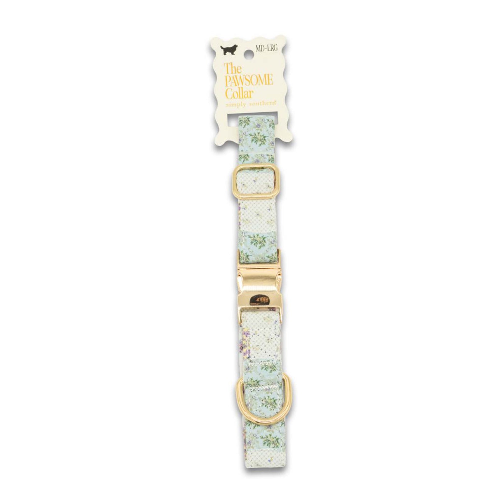 Patchwork floral simply southern pet collar in size medium/large
