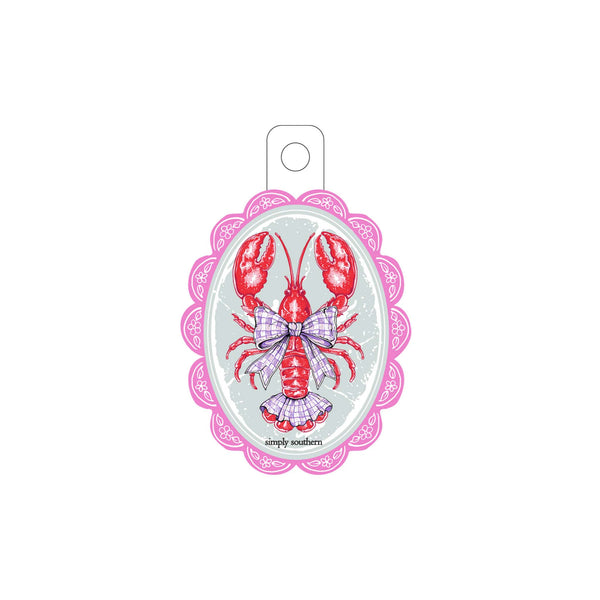 Decorative keychain with a lobster design and 'Simply Southern' branding on a white background