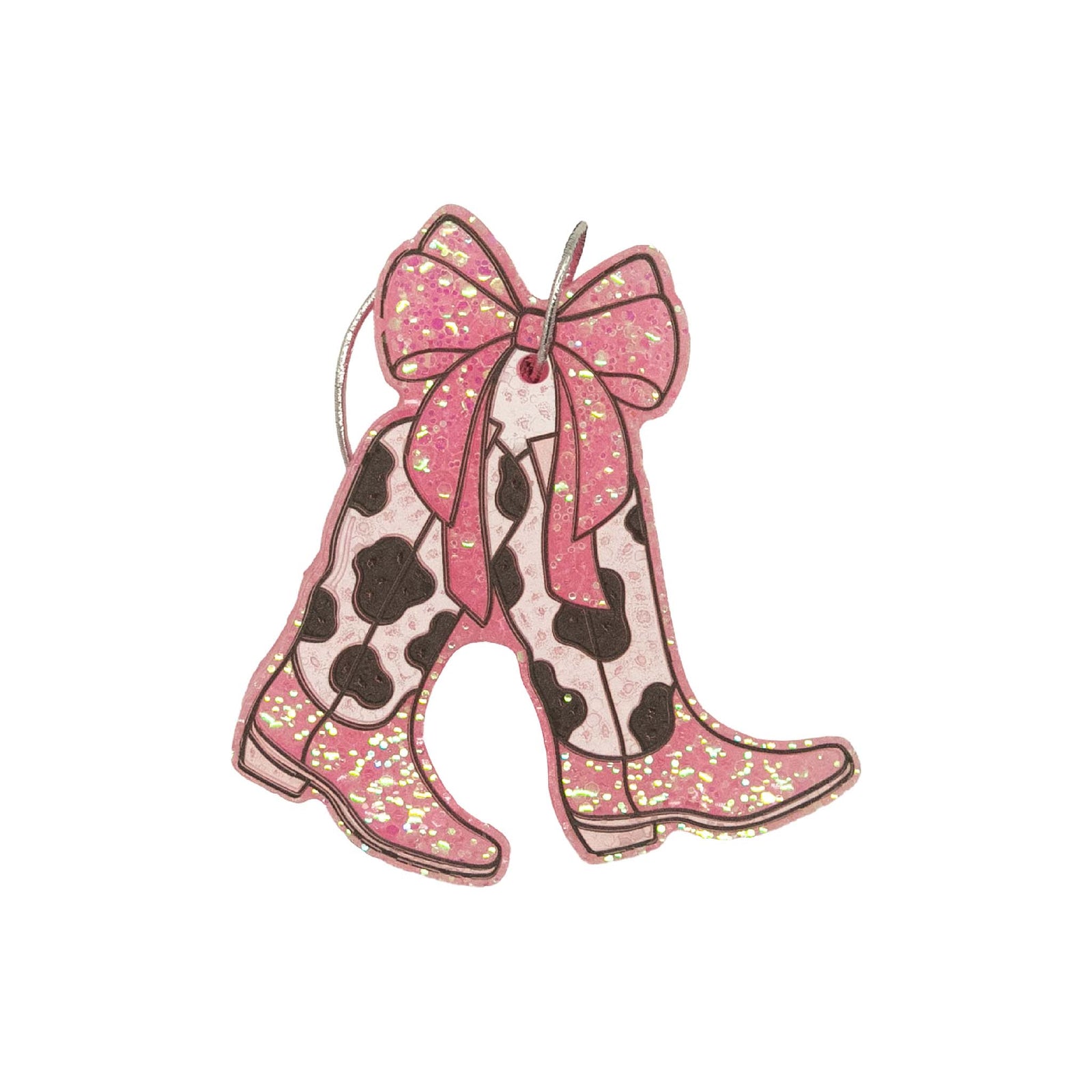 Cow print boots with bow air freshie