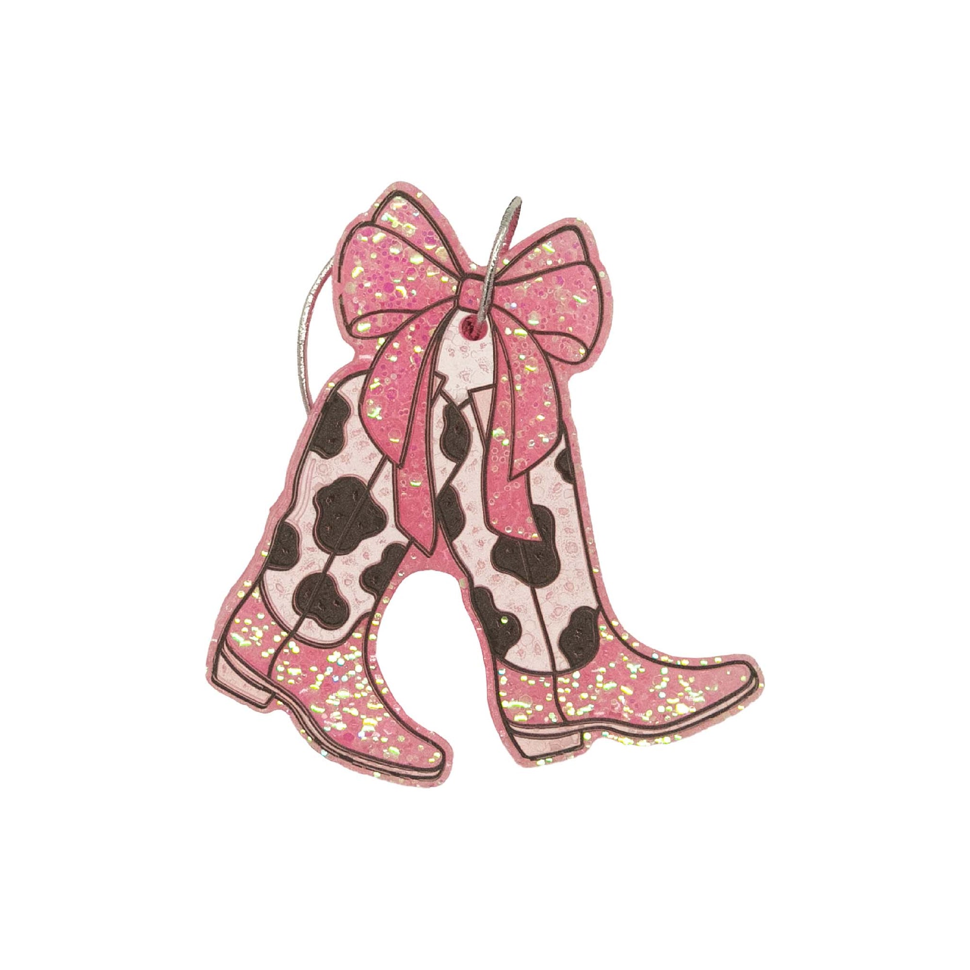 Cow print boots with bow air freshie