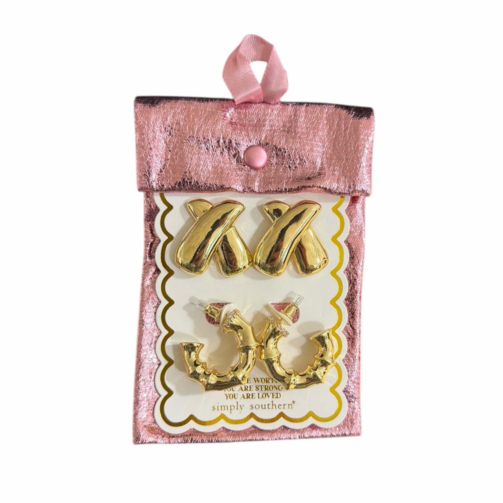 Simply Southern Hoop and Criss-Cross Gold Earring Set 