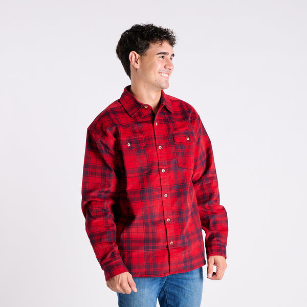 Western Prep Corduroy Flannel in Red