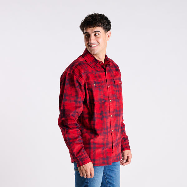 Western Prep Corduroy Flannel in Red