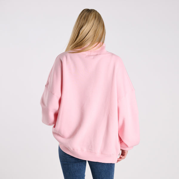Kindness Patchwork Letter Mock Neck Sweatshirt