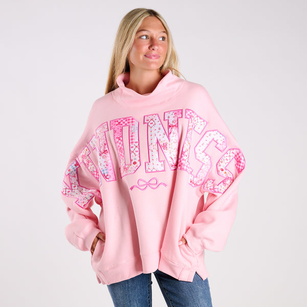 Kindness Patchwork Letter Mock Neck Sweatshirt