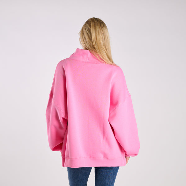 Pray Big Patchwork Letter Mock Neck Sweatshirt