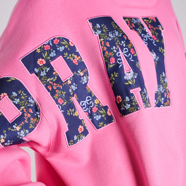 Pray Big Patchwork Letter Mock Neck Sweatshirt