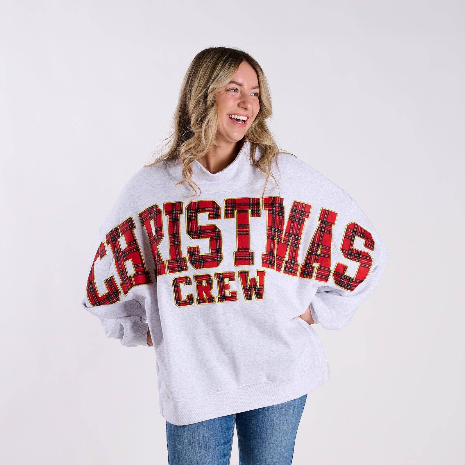 Christmas Crew Plaid Mockneck Sweatshirt