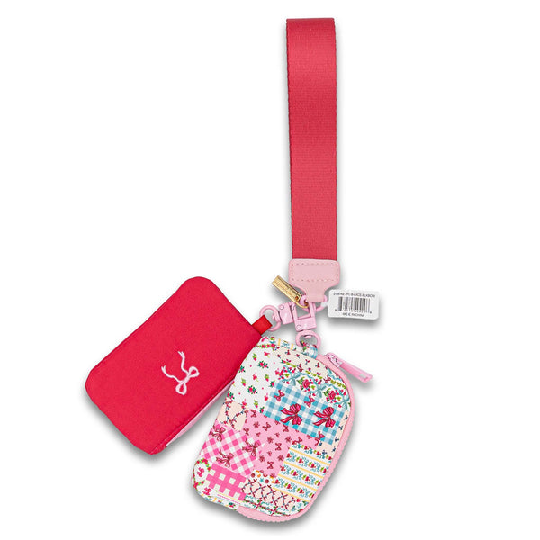 Quilted Ribbon Dual Wristlet ID & Coin Pouch