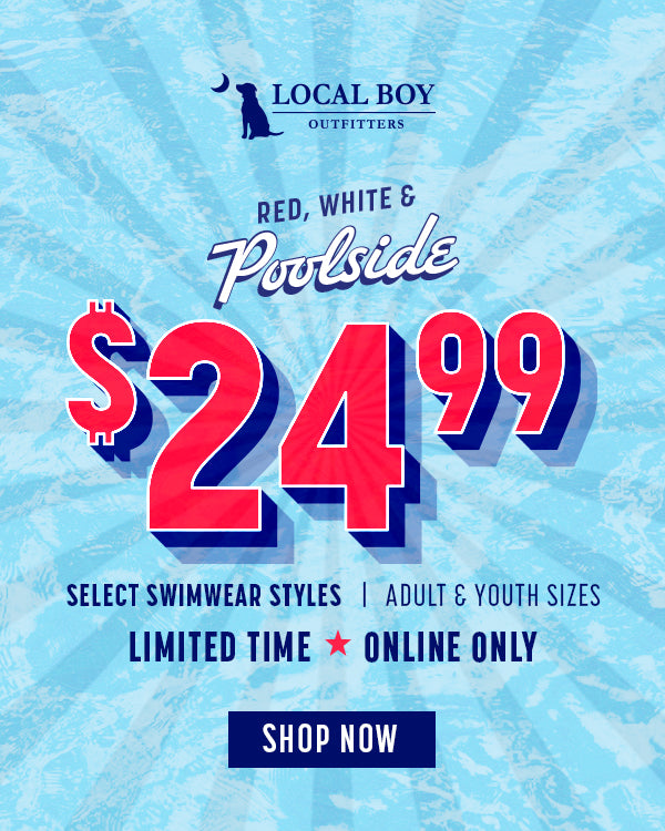 Red, White & Poolside - $24.99 Select swimwear styles - adult and youth sizes - Limited time - online only - SHOP NOW
