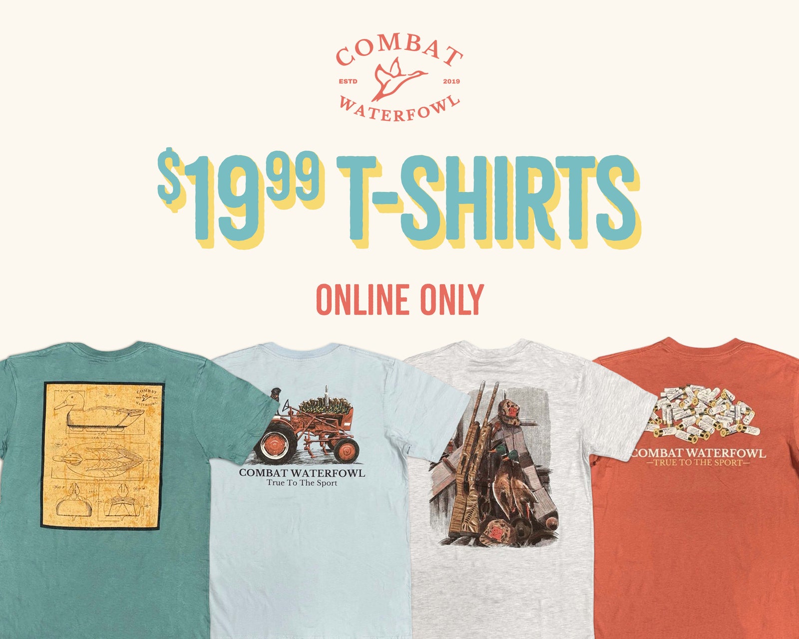 $19.99 Combat Waterfowl t-shirts - online only