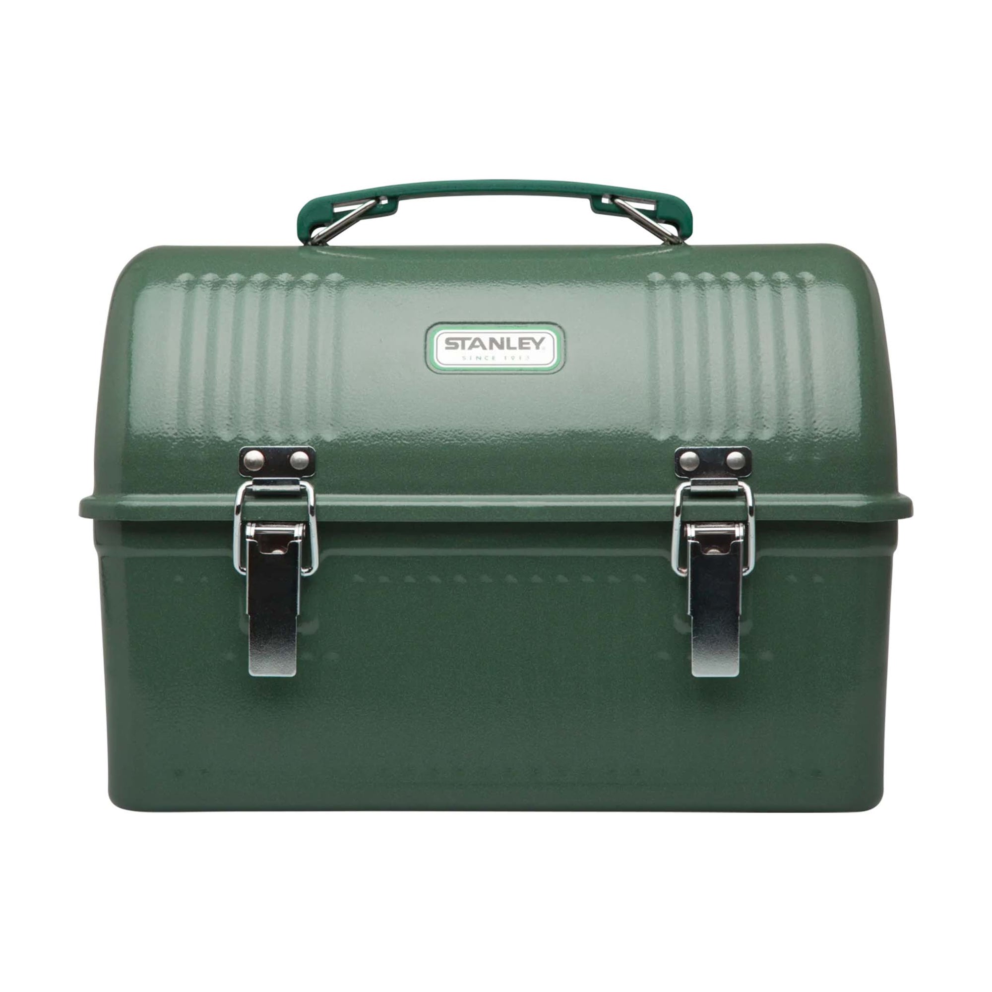 Stanley The Legendary Classic Lunch Box in Hammertone Green with lid closed.